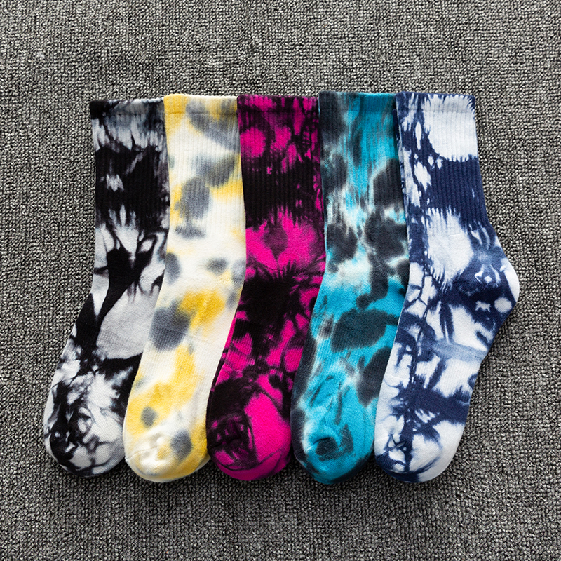Calzini sportivi a metà polpaccio in cotone tie-dye