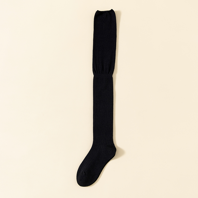 Calzini alti fino al ginocchio da donna neri sexy in cotone ad ago singolo