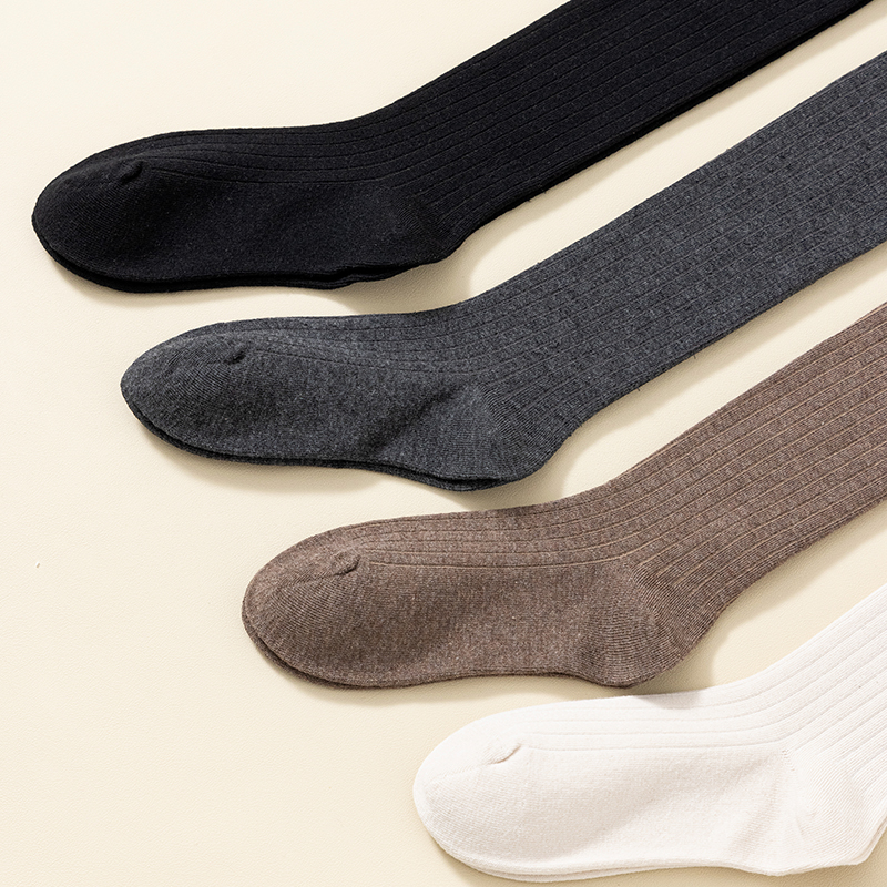 Calzini alti fino al ginocchio da donna neri sexy in cotone ad ago singolo