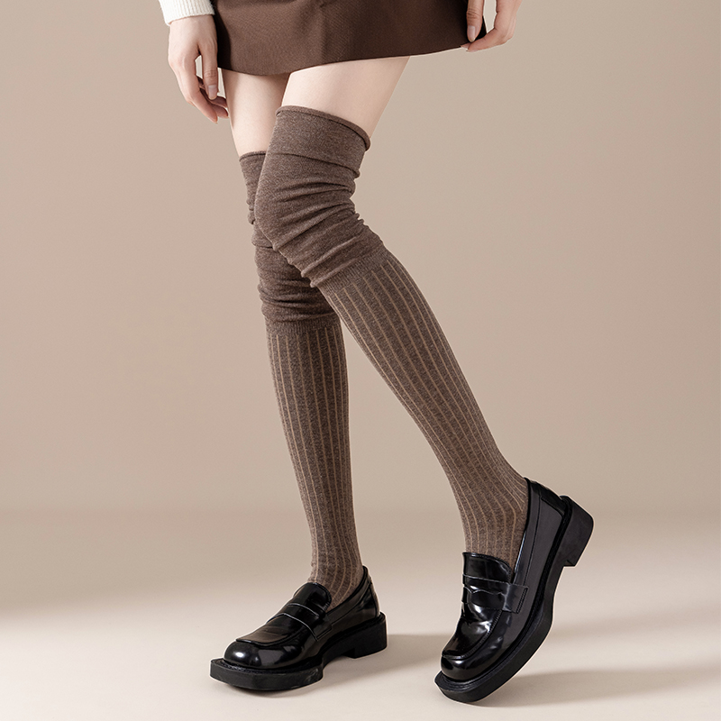 Calzini alti fino al ginocchio da donna neri sexy in cotone ad ago singolo