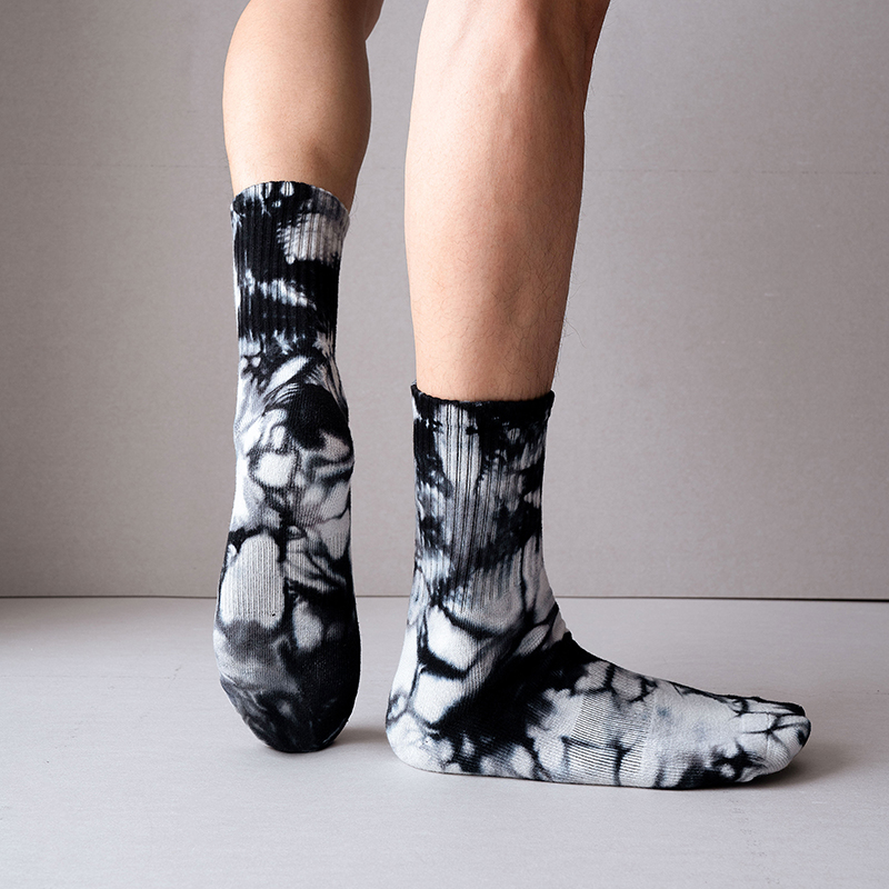 Calzini sportivi a metà polpaccio in cotone tie-dye