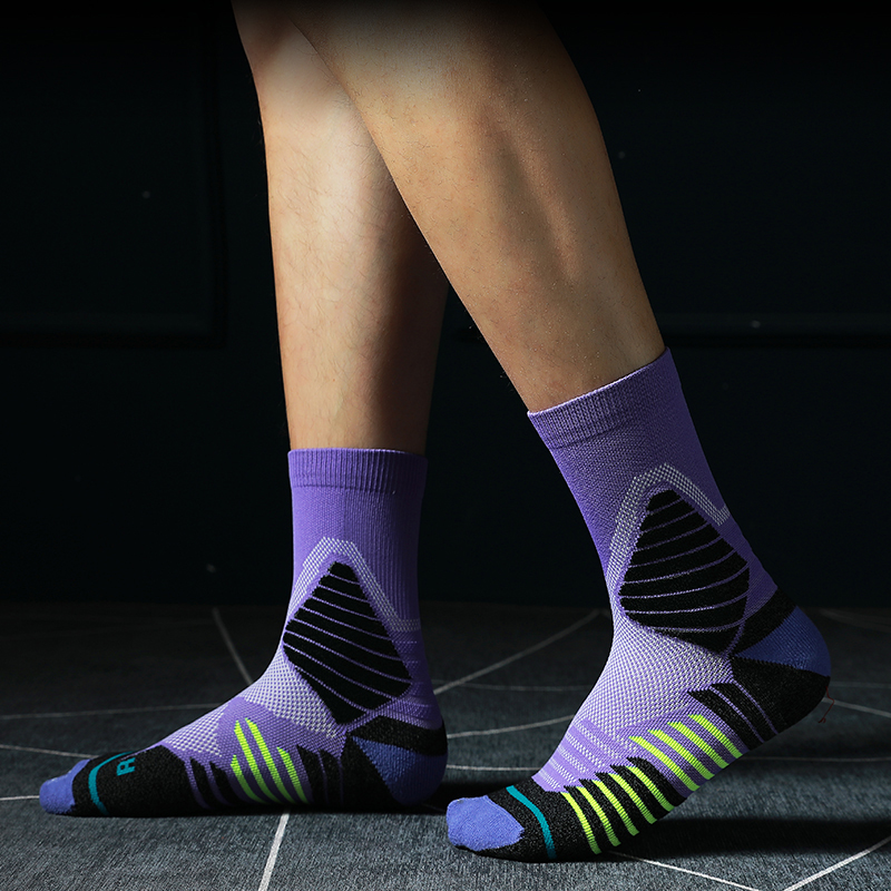 Calzini da basket in spugna jacquard dai colori vivaci