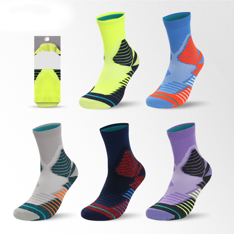Calzini da basket in spugna jacquard dai colori vivaci